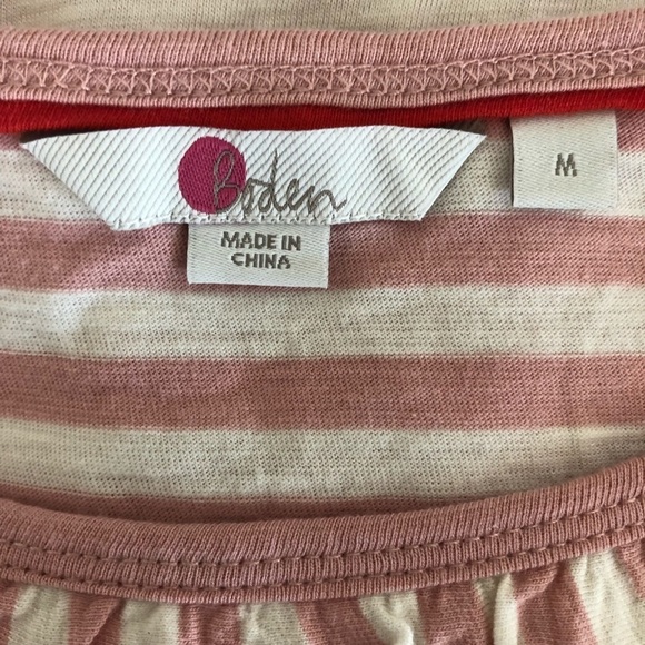 Boden ruffle neck breton striped long sleeve cotton t-shirt size medium - Picture 6 of 7